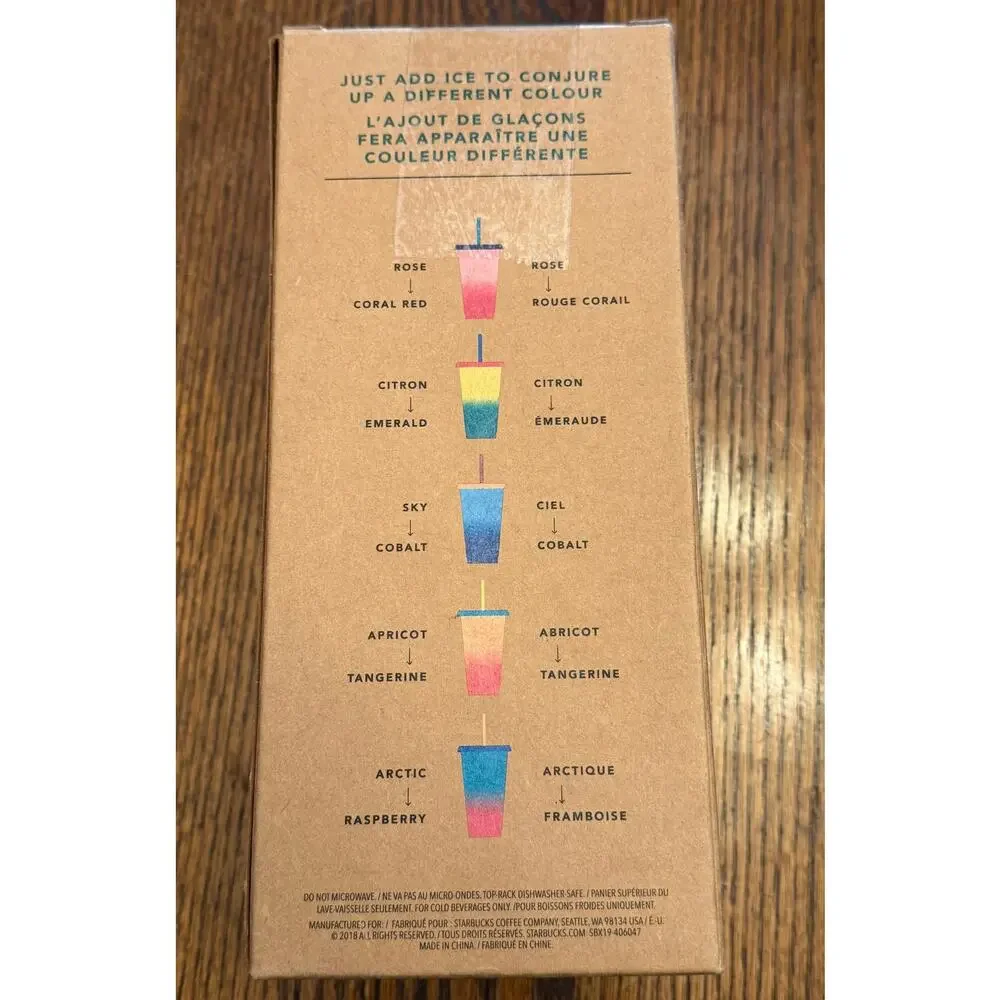NIB Starbucks 2018 Color Changing Reusable Cold Cups Pack 24oz